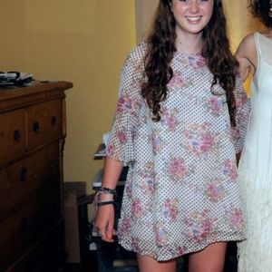 Polka Dotted Floral Mini Dress, NWT